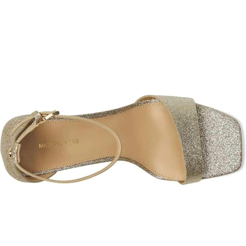 Michael Kors Jaida Sandals Women's 8.5 M Gold Stiletto Heel Ankle Strap ZOGG3463